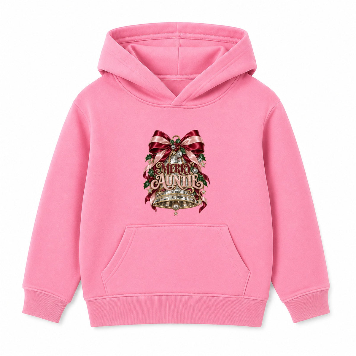 Merry Auntie adult Christmas hoodie - Pink