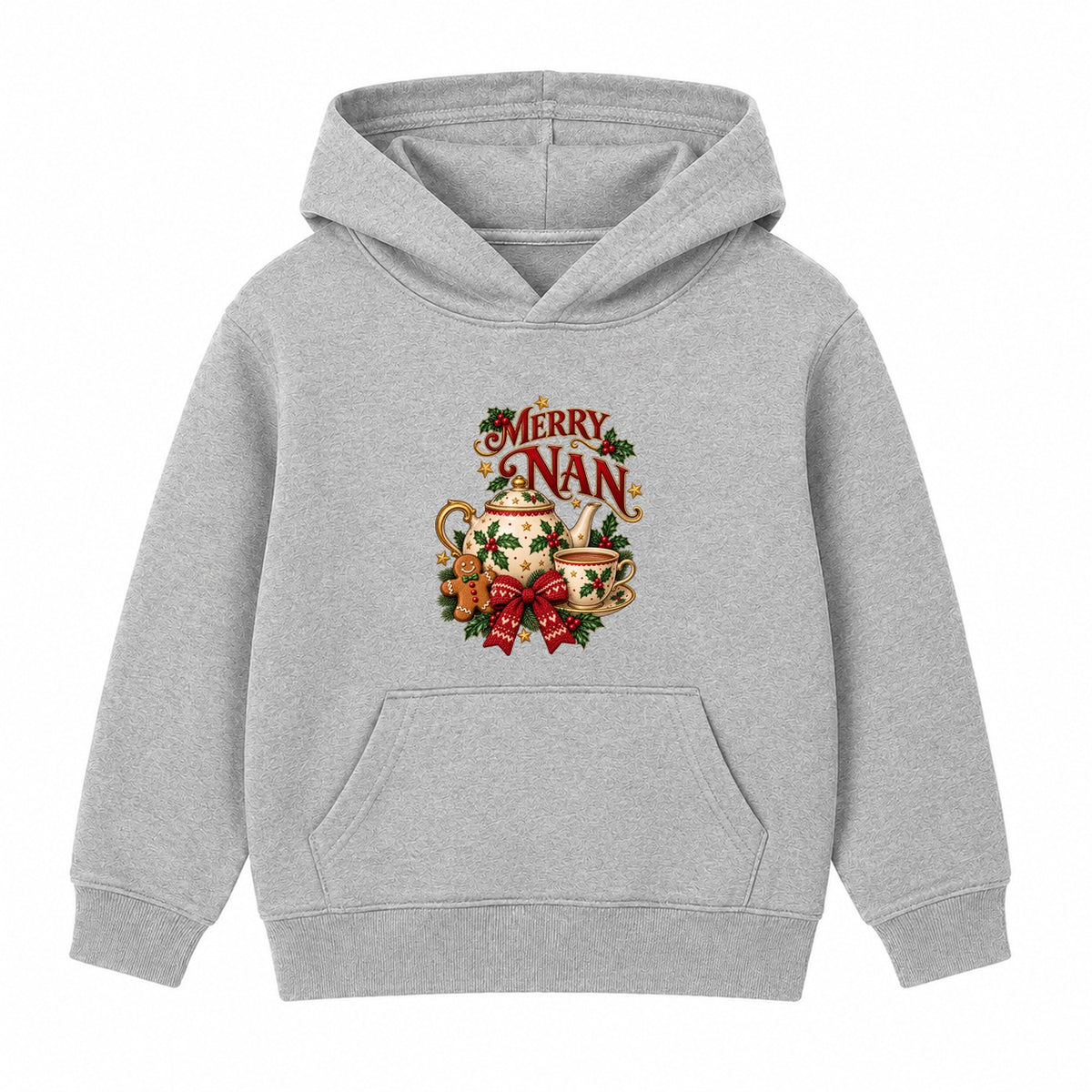 Merry Nan adult Christmas hoodie - Heather Grey