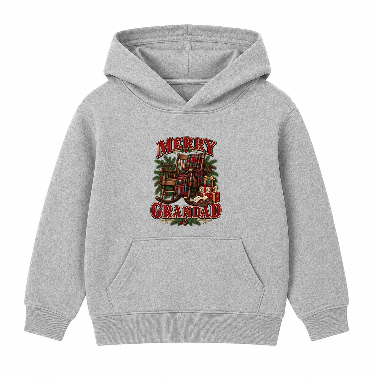 Merry Grandad adult Christmas hoodie - Heather Grey