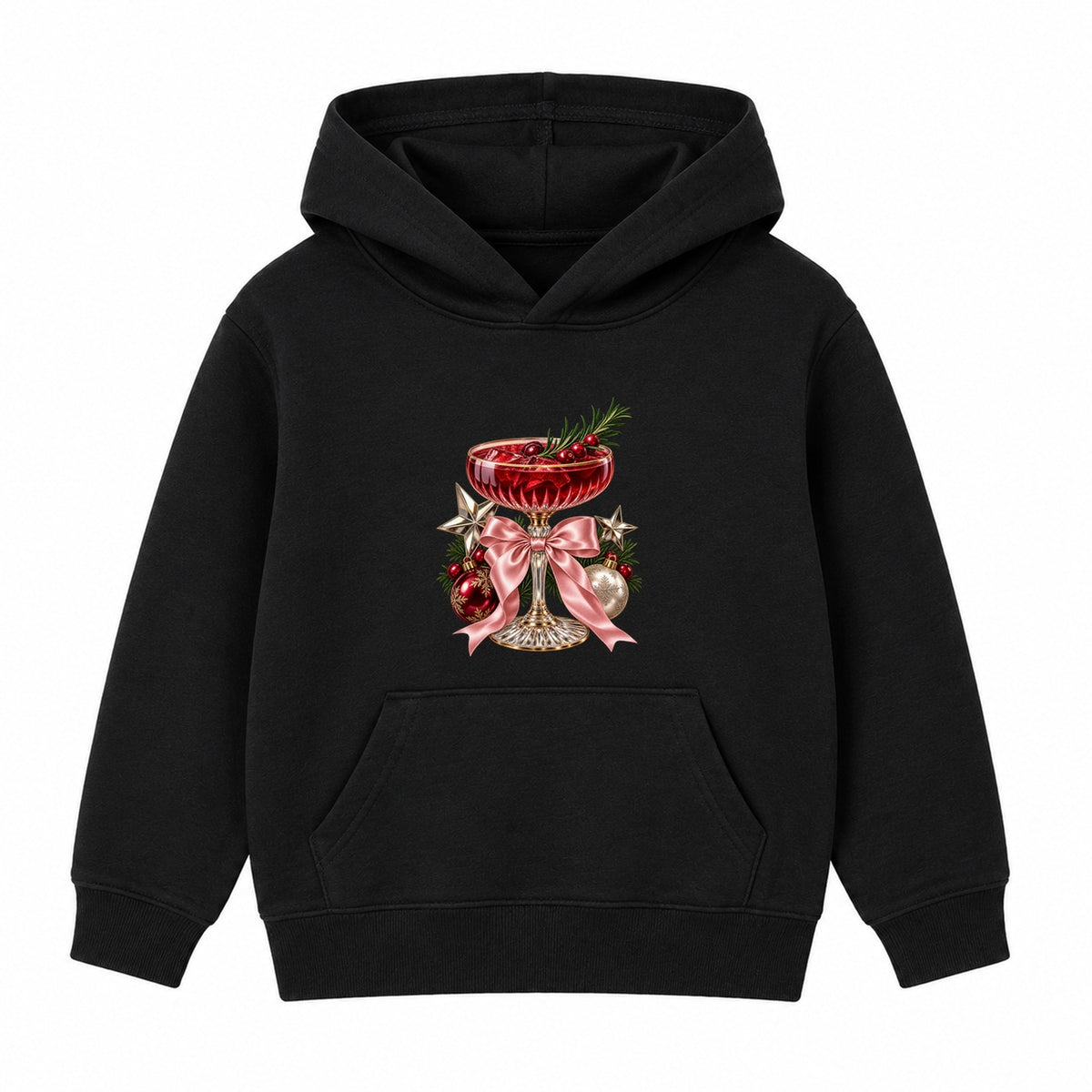 Festive Cocktail Bow adult Christmas hoodie - Black