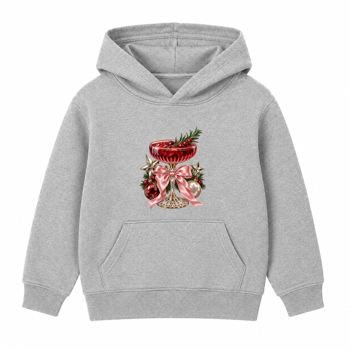 Festive Cocktail Bow adult Christmas hoodie - Heather Grey