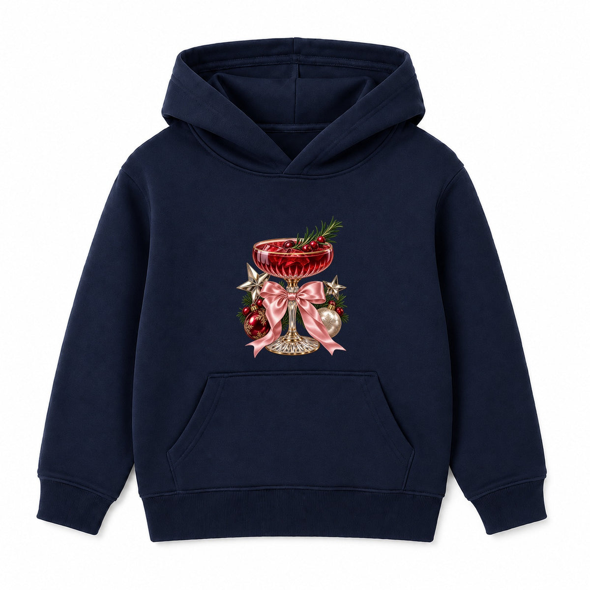 Festive Cocktail Bow adult Christmas hoodie - Navy