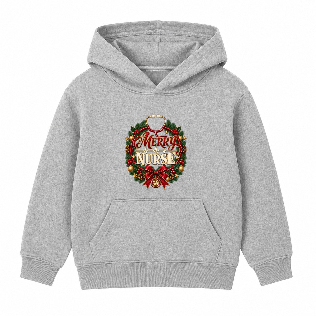 Merry Nurse adult Christmas hoodie - Heather Grey