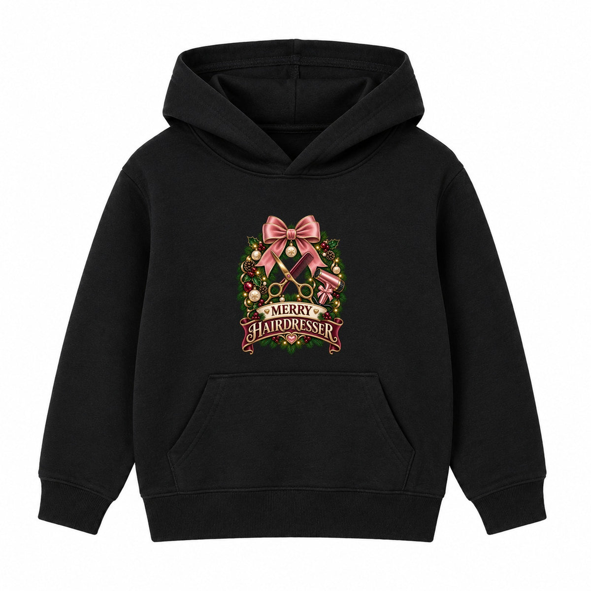 Merry Hairdresser adult Christmas hoodie - Black