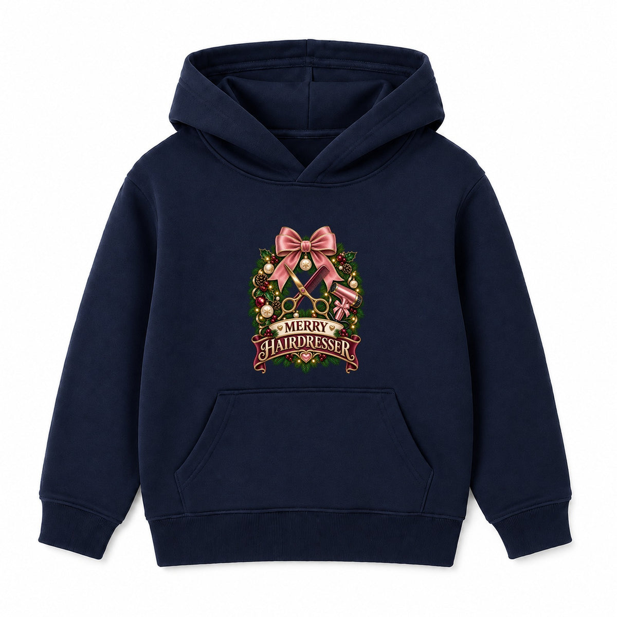 Merry Hairdresser adult Christmas hoodie - Navy