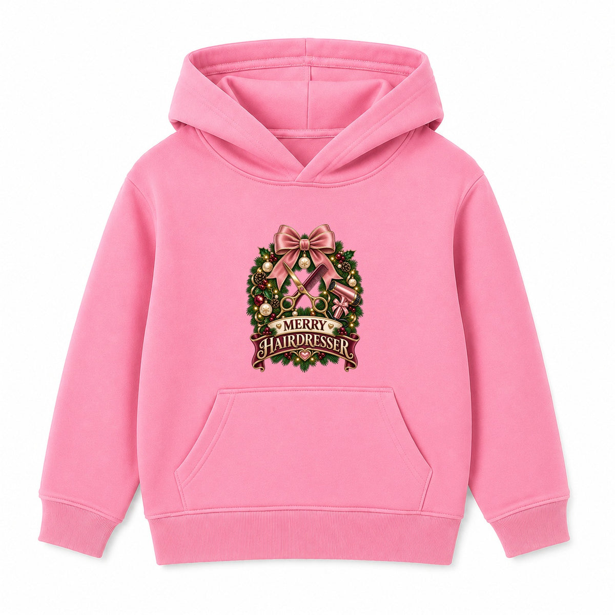 Merry Hairdresser adult Christmas hoodie - Pink