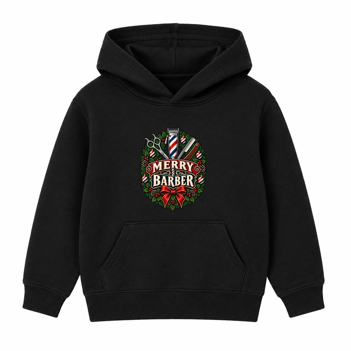Merry Barber adult Christmas hoodie - Black
