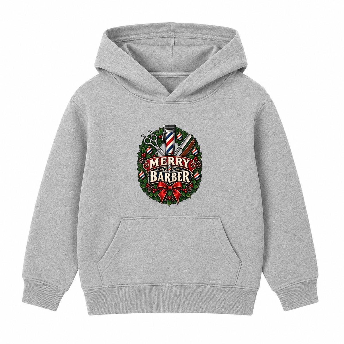 Merry Barber adult Christmas hoodie - Heather Grey
