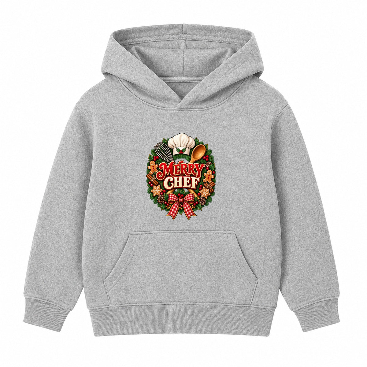 Merry Chef adult Christmas hoodie - Heather Grey