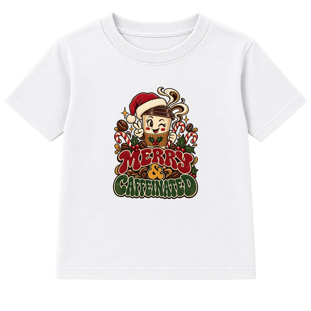 Merry & Caffeinated adult Christmas t-shirt - White