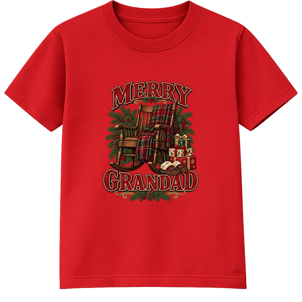 Merry Grandad adult Christmas t-shirt - Red