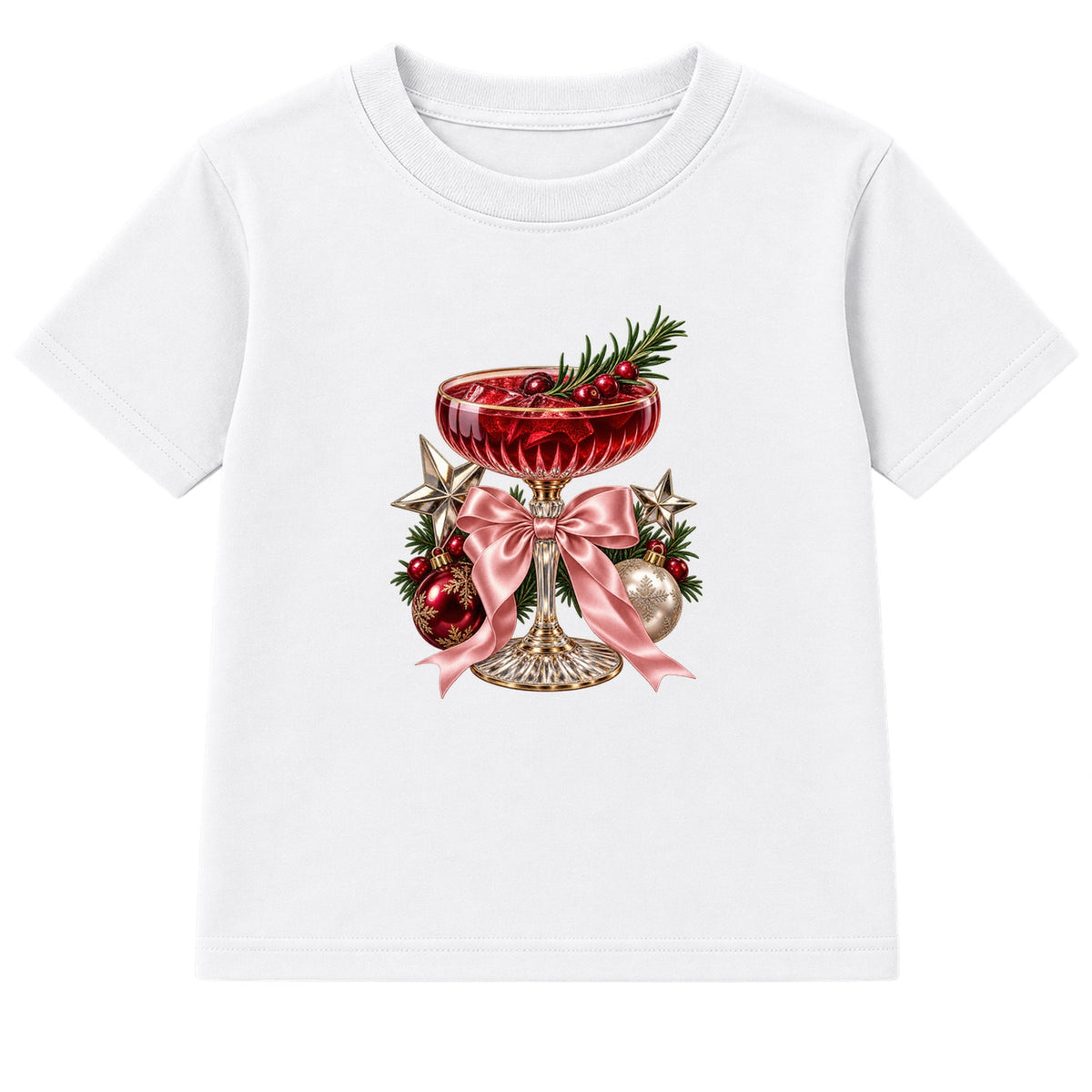 Festive Cocktail Bow adult Christmas t-shirt - White