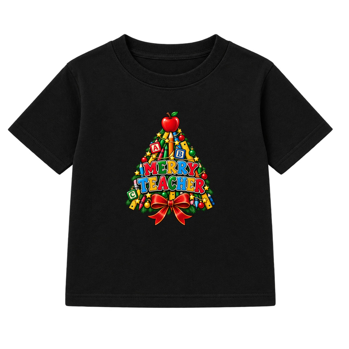 Merry Teacher adult Christmas t-shirt - Black