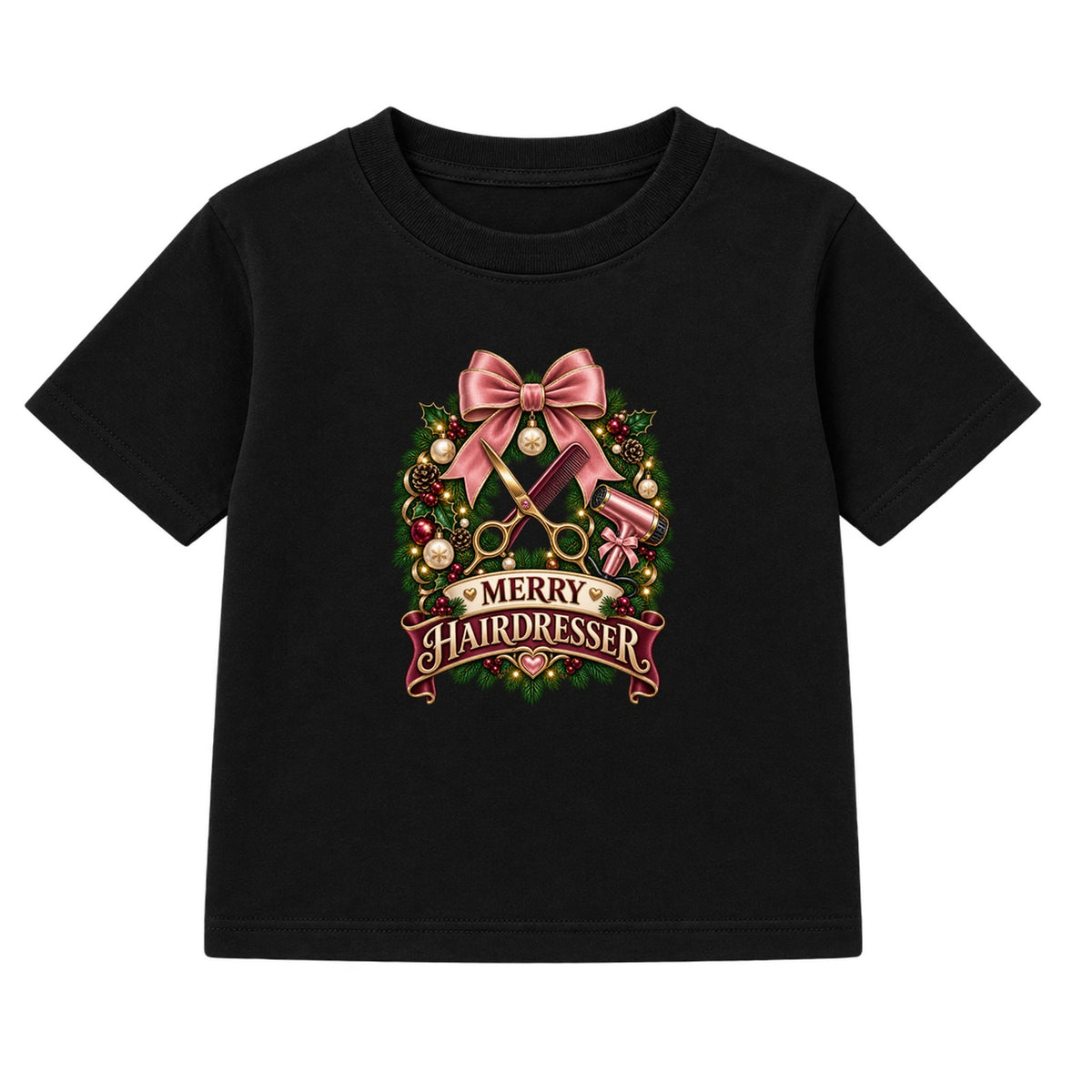 Merry Hairdresser adult Christmas t-shirt - Black