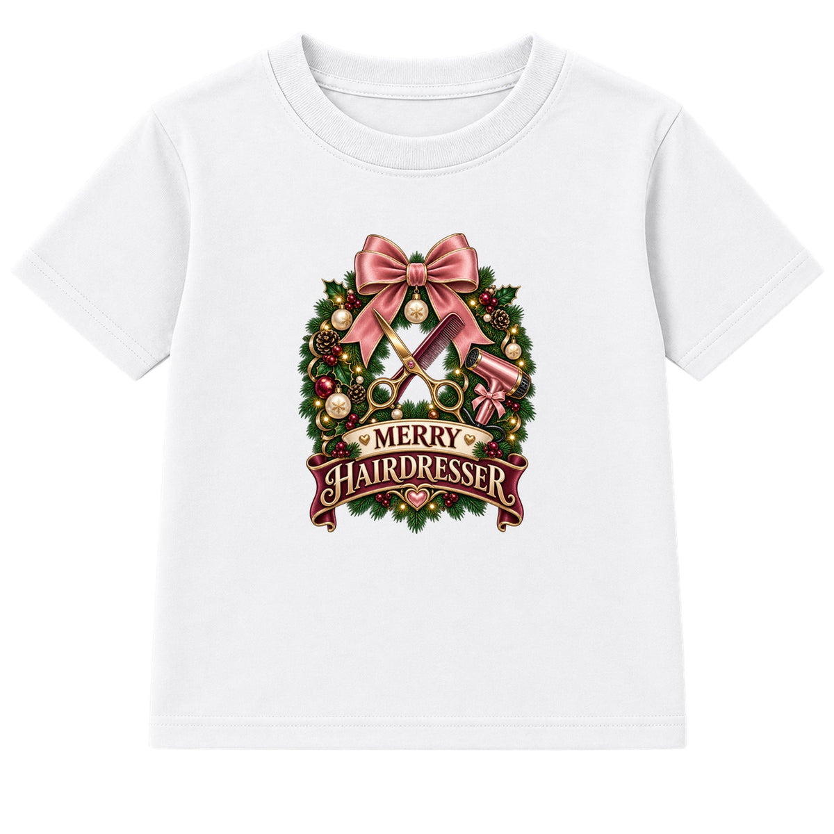 Merry Hairdresser adult Christmas t-shirt - White