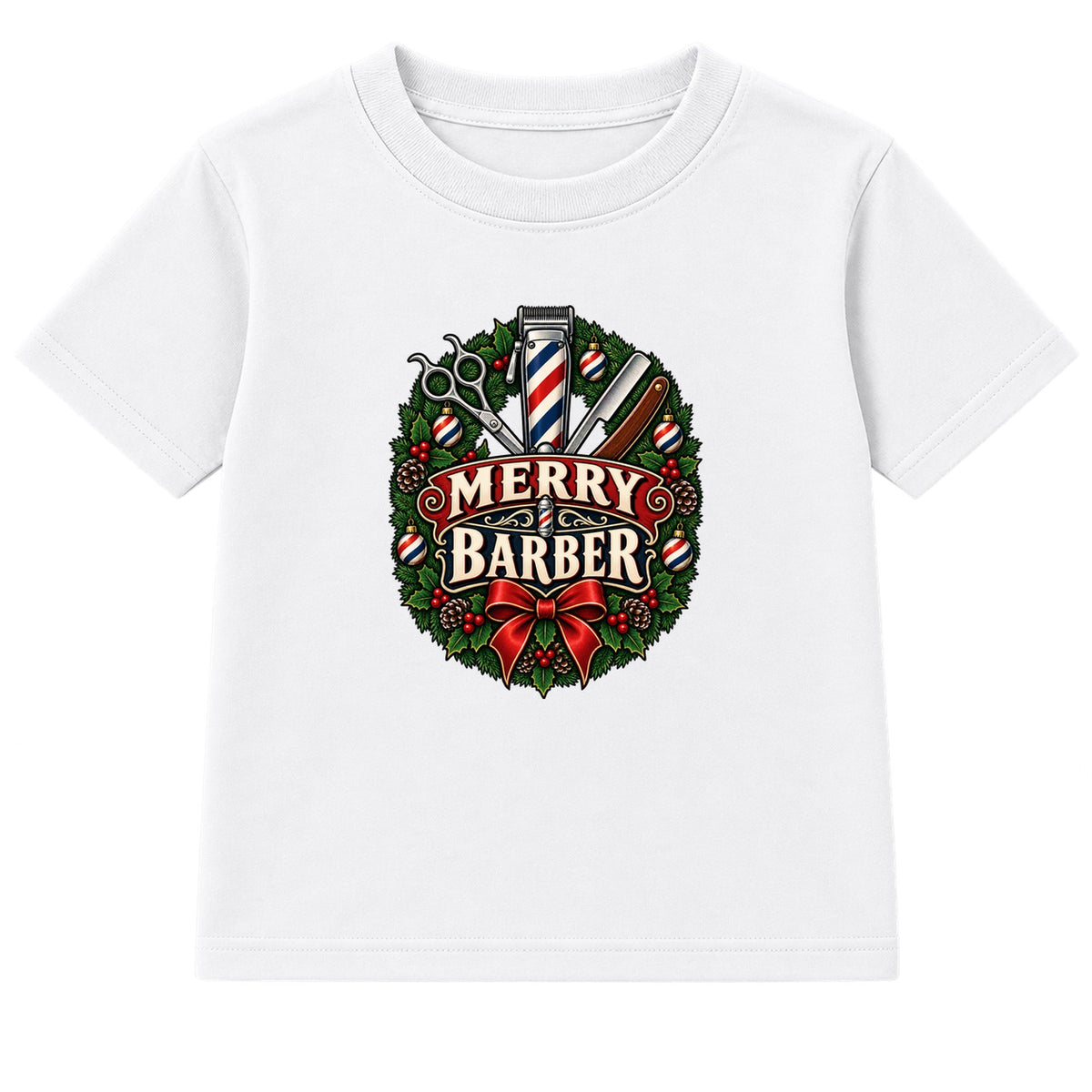 Merry Barber adult Christmas t-shirt - White