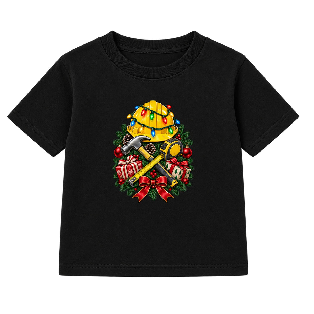 Builder Christmas adult Christmas t-shirt - Black