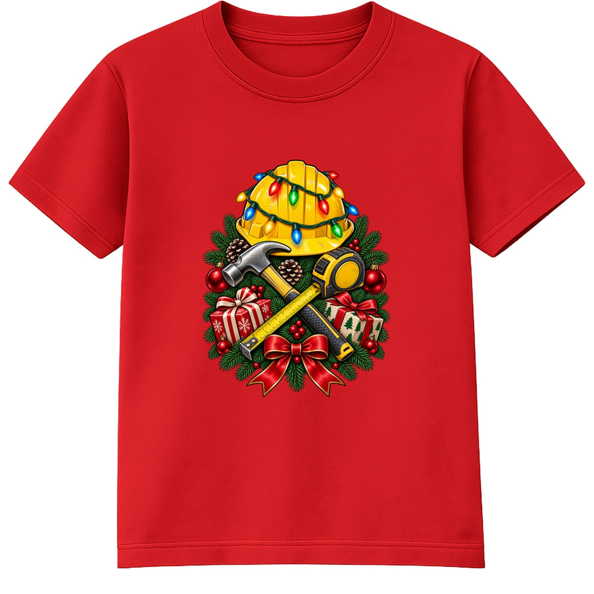 Builder Christmas adult Christmas t-shirt - Red