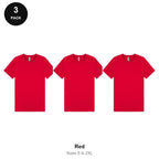 Mens Plain T-Shirts 3 Pack - 100% ringspun cotton 150gsm, Sizes S-2XL - Red