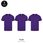 Mens Plain T-Shirts 3 Pack - 100% ringspun cotton 150gsm, Sizes S-2XL - Purple