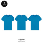 Mens Plain T-Shirts 3 Pack - 100% ringspun cotton 150gsm, Sizes S-2XL - Sapphire