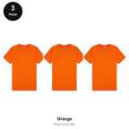 Mens Plain T-Shirts 3 Pack - 100% ringspun cotton 150gsm, Sizes S-2XL - Orange