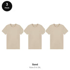 Mens Plain T-Shirts 3 Pack - 100% ringspun cotton 150gsm, Sizes S-2XL - Sand