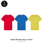 Mens Plain T-Shirts 3 Pack - 100% ringspun cotton 150gsm, Sizes S-2XL - Brights Mix (Red, Royal, Yellow)