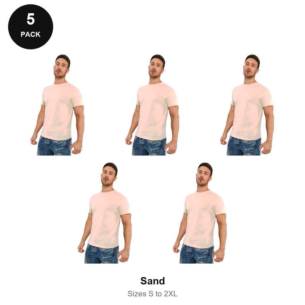Organic Cotton T-Shirts 5 Pack - 100% organic cotton 150gsm, Sizes S-2XL - Sand