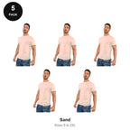 Organic Cotton T-Shirts 5 Pack - 100% organic cotton 150gsm, Sizes S-2XL - Sand