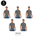 Organic Cotton T-Shirts 5 Pack - 100% organic cotton 150gsm, Sizes S-2XL - Charcoal
