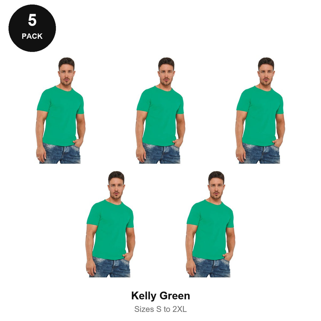Organic Cotton T-Shirts 5 Pack - 100% organic cotton 150gsm, Sizes S-2XL - Kelly Green