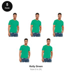 Organic Cotton T-Shirts 5 Pack - 100% organic cotton 150gsm, Sizes S-2XL - Kelly Green