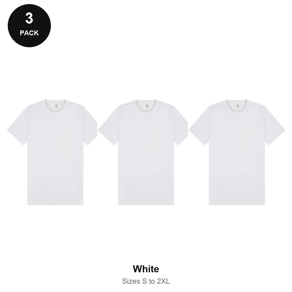 Heavyweight Organic 220gsm T-Shirts 3 Pack - 100% organic cotton 220gsm, Sizes S-2XL - White