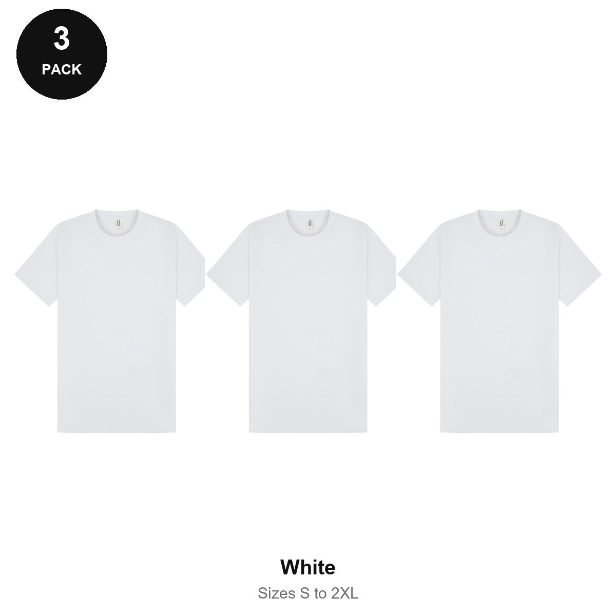 Heavyweight Organic 220gsm T-Shirts 3 Pack - 100% organic cotton 220gsm, Sizes S-2XL - White