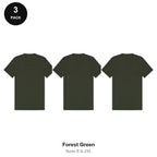 Heavyweight Organic 220gsm T-Shirts 3 Pack - 100% organic cotton 220gsm, Sizes S-2XL - Forest Green