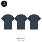 Heavyweight Organic 220gsm T-Shirts 3 Pack - 100% organic cotton 220gsm, Sizes S-2XL - Petrol Blue