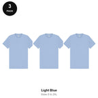 Heavyweight Organic 220gsm T-Shirts 3 Pack - 100% organic cotton 220gsm, Sizes S-2XL - Light Blue
