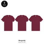 Heavyweight Organic 220gsm T-Shirts 3 Pack - 100% organic cotton 220gsm, Sizes S-2XL - Burgundy