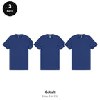 Heavyweight Organic 220gsm T-Shirts 3 Pack - 100% organic cotton 220gsm, Sizes S-2XL - Cobalt