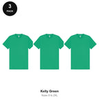 Heavyweight Organic 220gsm T-Shirts 3 Pack - 100% organic cotton 220gsm, Sizes S-2XL - Kelly Green