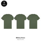 Heavyweight Organic 220gsm T-Shirts 3 Pack - 100% organic cotton 220gsm, Sizes S-2XL - Military Green