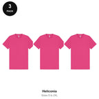 Heavyweight Organic 220gsm T-Shirts 3 Pack - 100% organic cotton 220gsm, Sizes S-2XL - Heliconia