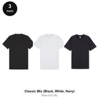 Heavyweight Organic 220gsm T-Shirts 3 Pack - 100% organic cotton 220gsm, Sizes S-2XL - Classic Mix (Black, White, Navy)