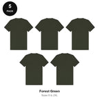 Heavyweight Organic 220gsm T-Shirts 5 Pack - 100% organic cotton 220gsm, Sizes S-2XL - Forest Green