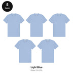 Heavyweight Organic 220gsm T-Shirts 5 Pack - 100% organic cotton 220gsm, Sizes S-2XL - Light Blue