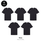 Heavyweight Organic 220gsm T-Shirts 5 Pack - 100% organic cotton 220gsm, Sizes S-2XL - Navy