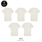 Heavyweight Organic 220gsm T-Shirts 5 Pack - 100% organic cotton 220gsm, Sizes S-2XL - Ecru