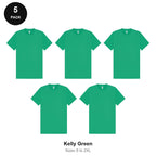 Heavyweight Organic 220gsm T-Shirts 5 Pack - 100% organic cotton 220gsm, Sizes S-2XL - Kelly Green