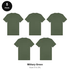 Heavyweight Organic 220gsm T-Shirts 5 Pack - 100% organic cotton 220gsm, Sizes S-2XL - Military Green
